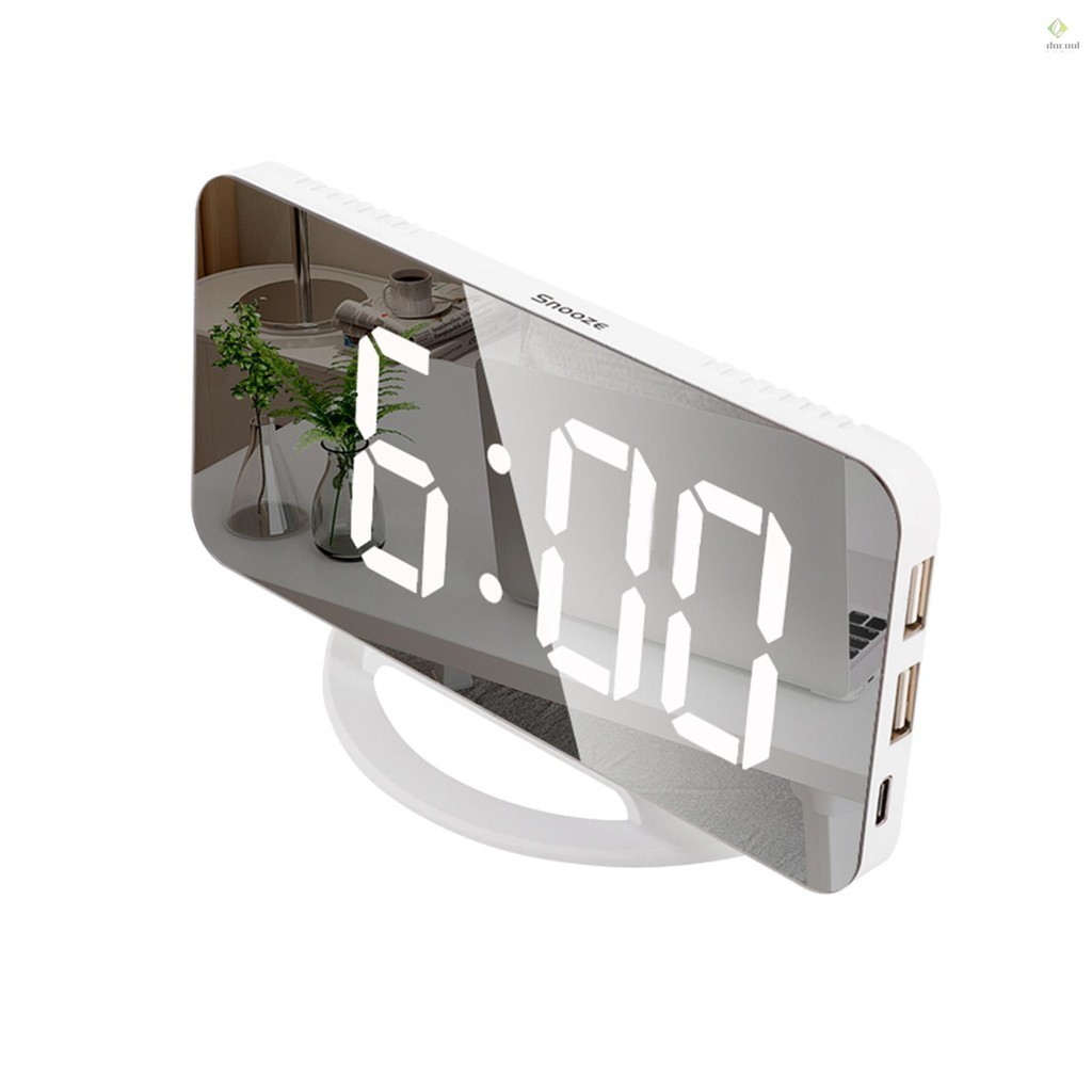LED Mirror Clock Mini Digital Alarm Clock Table Clock with Snooze ...