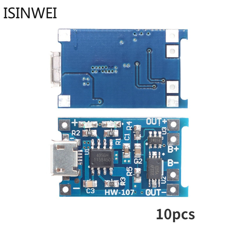 10pcs 5V 1A Micro 18650 TP4056 Lithium Battery Charger Module Charging ...