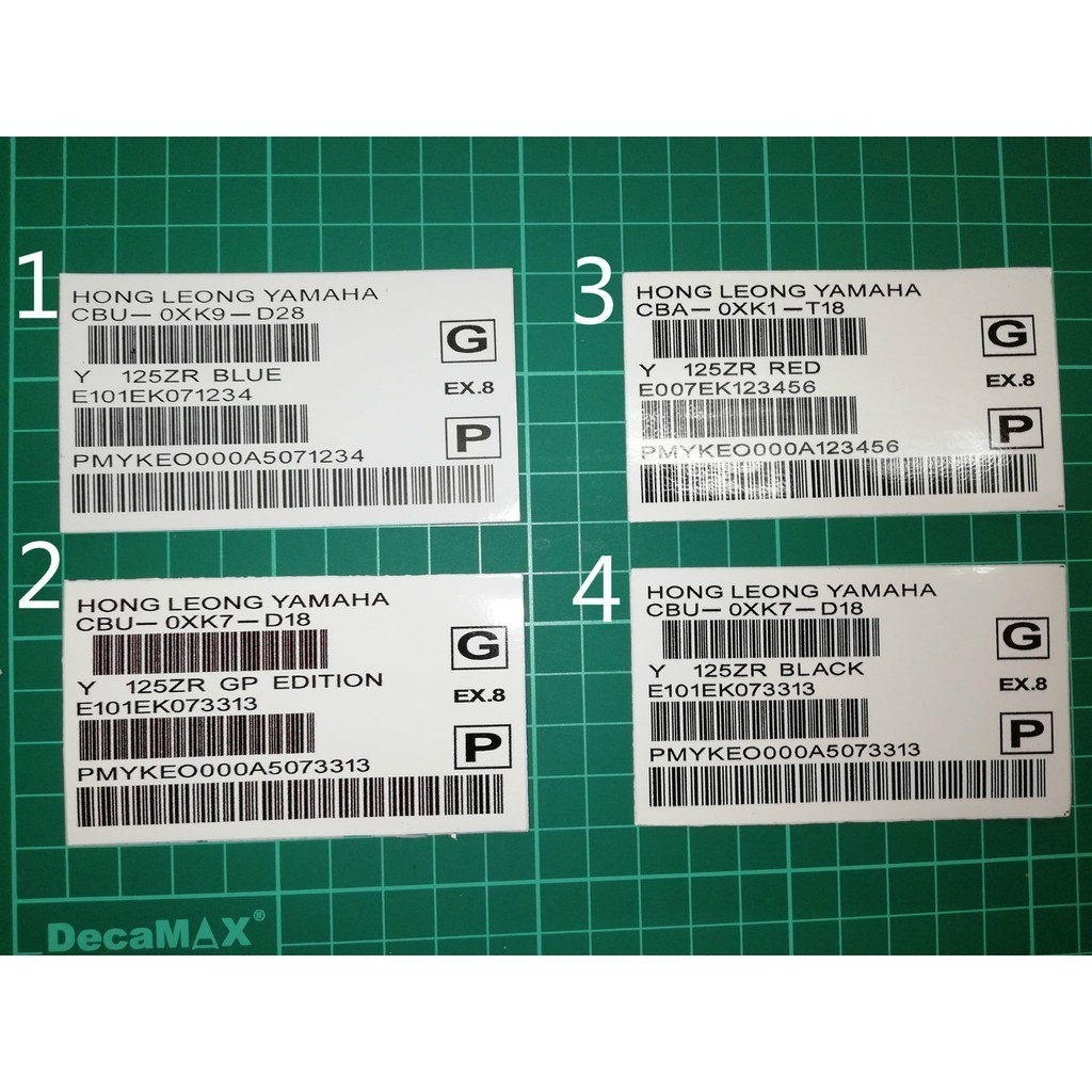 Sticker Barcode 125ZR YAMAHA Sticker Motor | Shopee Malaysia