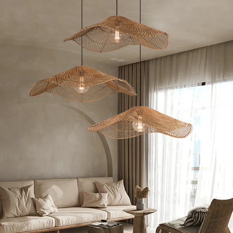 LAMPU ROTAN LAMPU GANTUNG WABI-SABI STYLE RATTAN CHANDELIER LIGHT ...