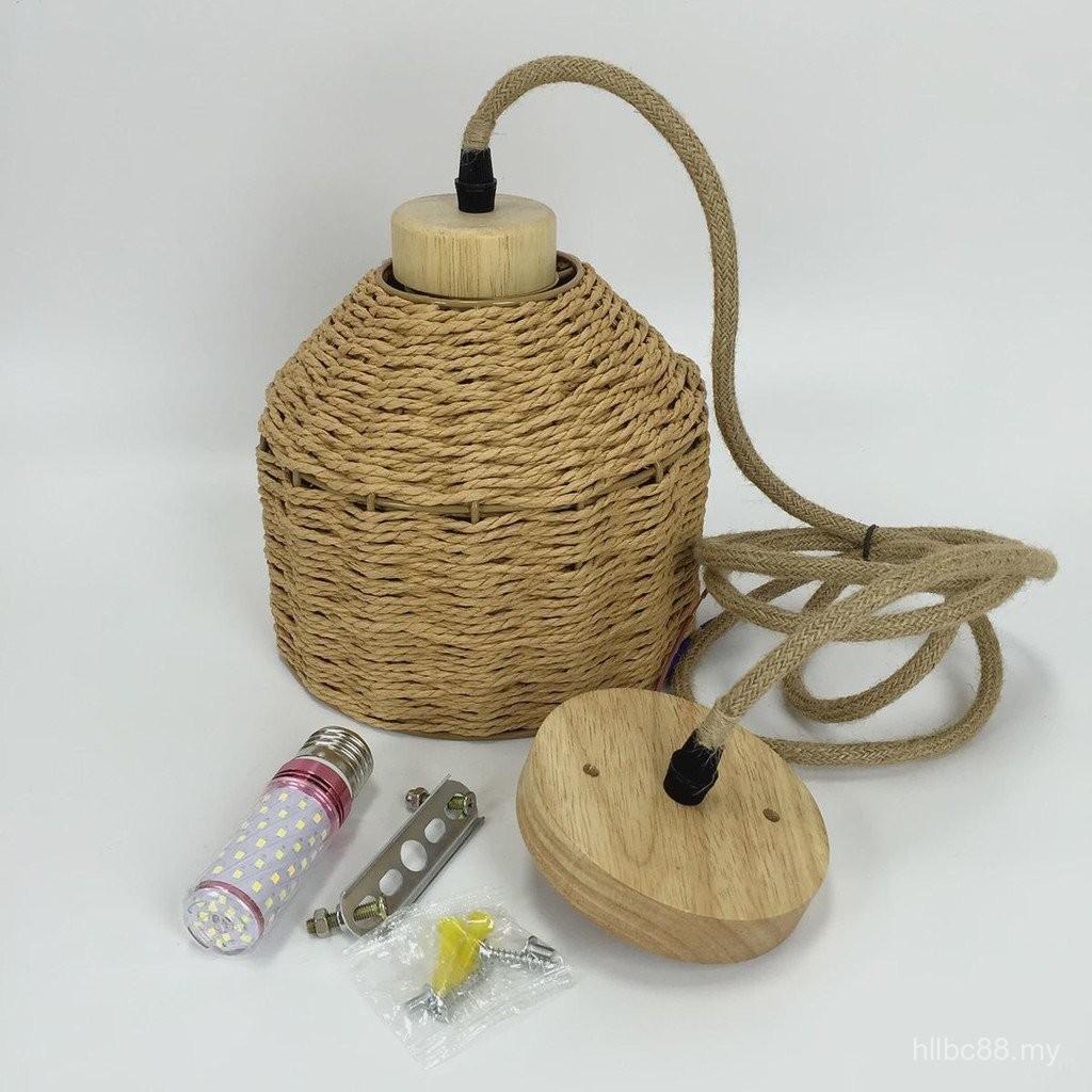5v retro buatan tangan tulen anyaman tali rami candelier kecil angin ...