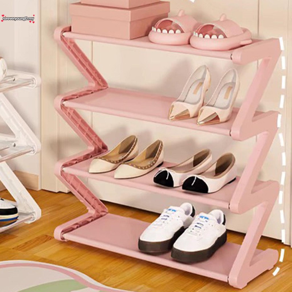 Shoe Rack Z Shaped 4 Tier Shoe Shelf Simple Installation Multi ...