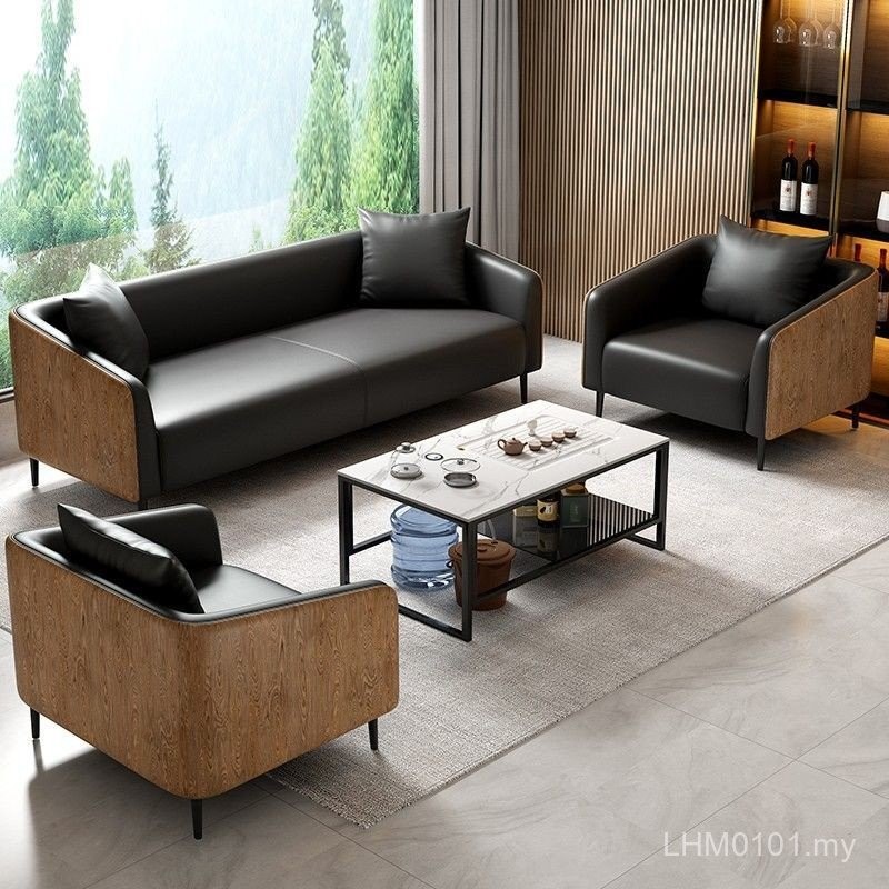 Business Modern Reception Sofa Sofa Three-Seat Coffee Table Leisure ...