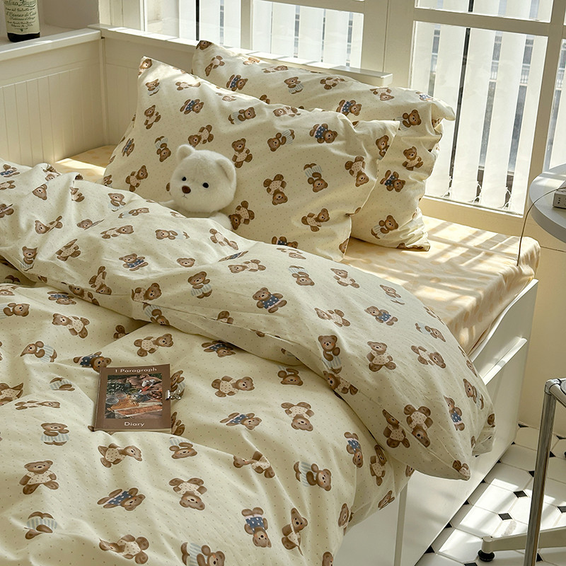 Muppet Bear Cute Bedding Set 100% Cotton Quilt Cover Flat Sheet/Fitted ...