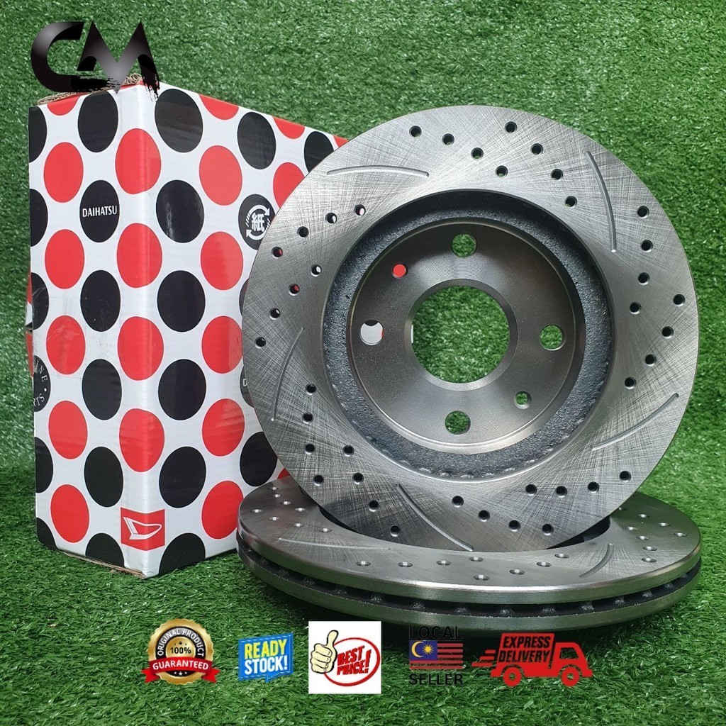 DAIHATSU DRILLED SPORT DISC ROTOR SET FOR PERODUA MYVI 2005-2017/ BEZZA ...