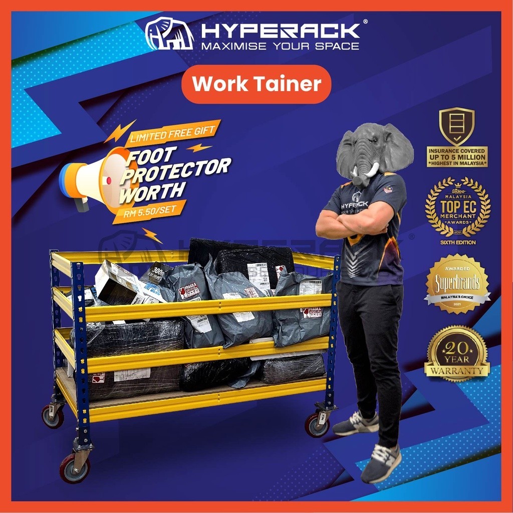 SUPERACK [High Quality] 400KG Work Tainer Roller Trolley Rack Storage ...
