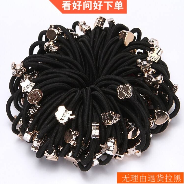 Black High Elastic Korean Style Ring Cartoon Student Head Rope Women ...