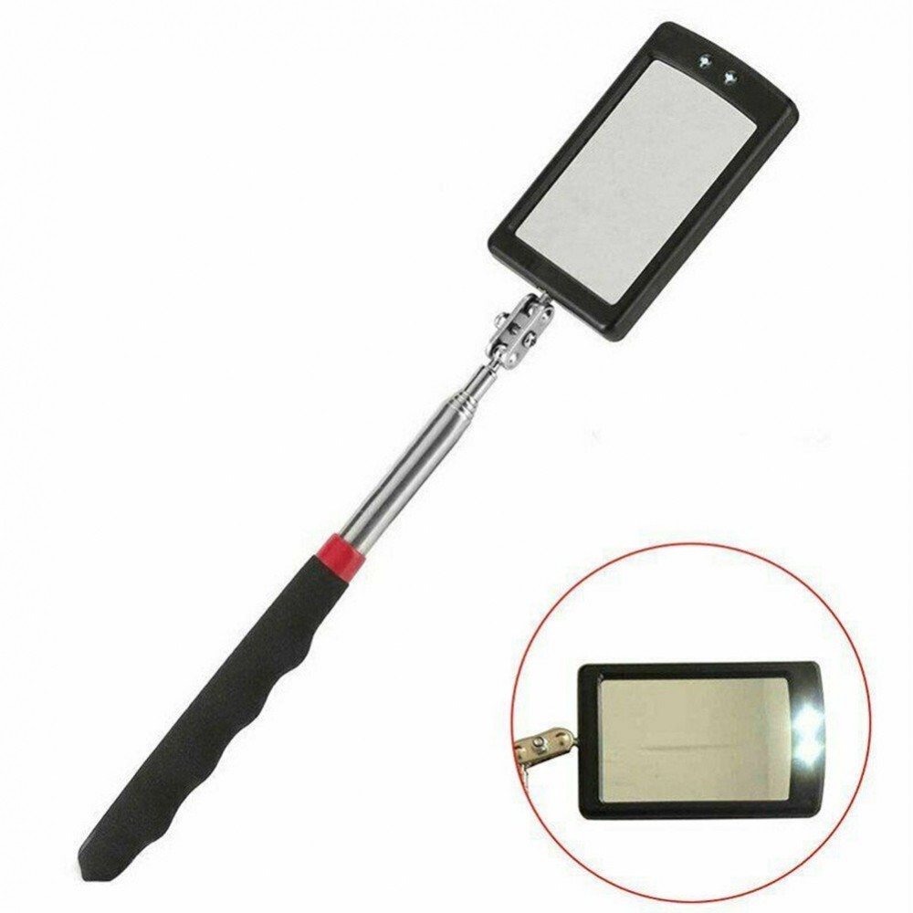 Telescoping LED Lighted Inspection Mirror - Extendable, Swivel Head, For Mechanics