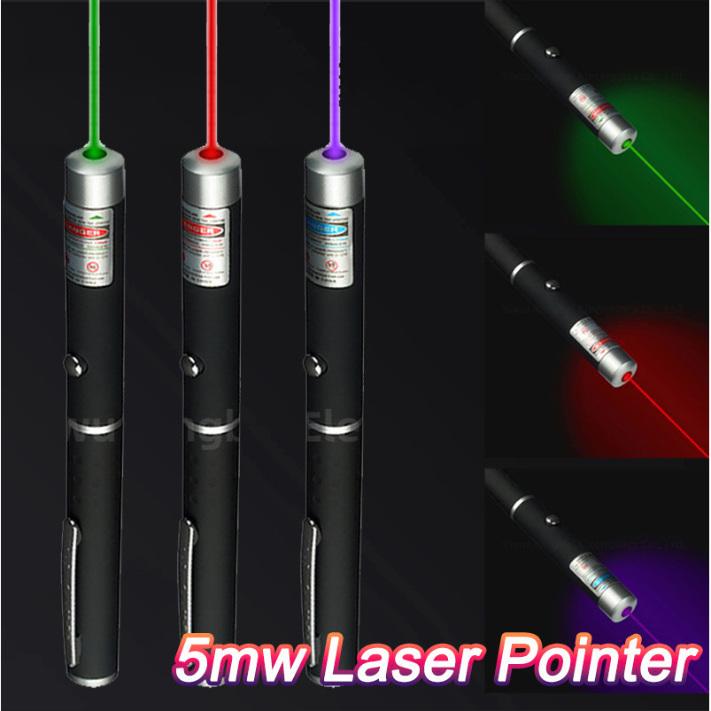 Laser Pointer Pen Red Green Purple 5mW Great Powerful Stylus Beam Light ...