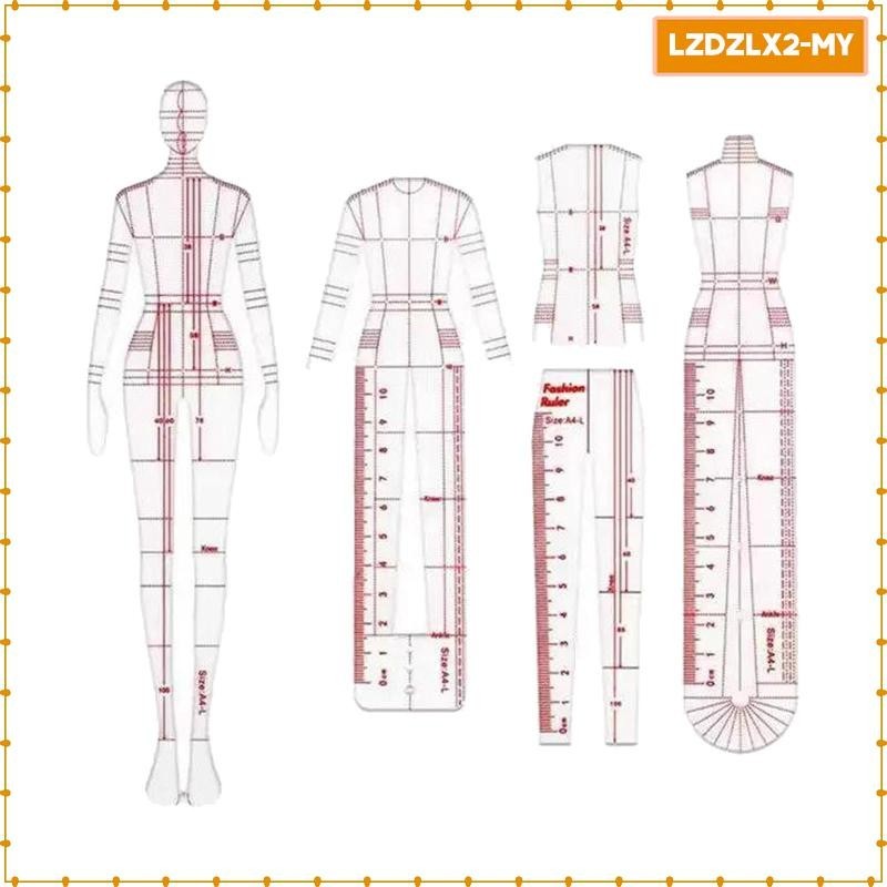 [Loviver] Fashion Drawing Ruler Ruler Set 4 Models for Clothing ...