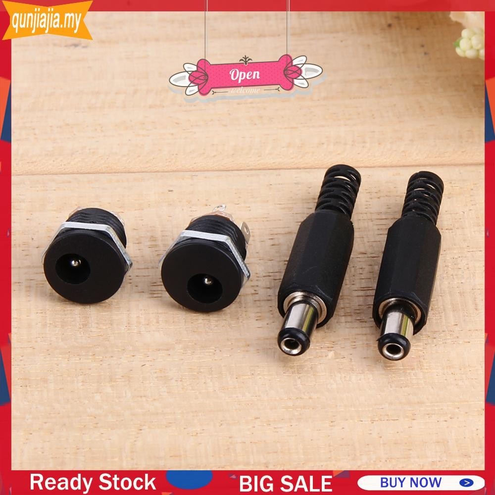 10 Pair 2.1mm x 5.5mm Male Plug + Female Socket Panel Mount Jack DC