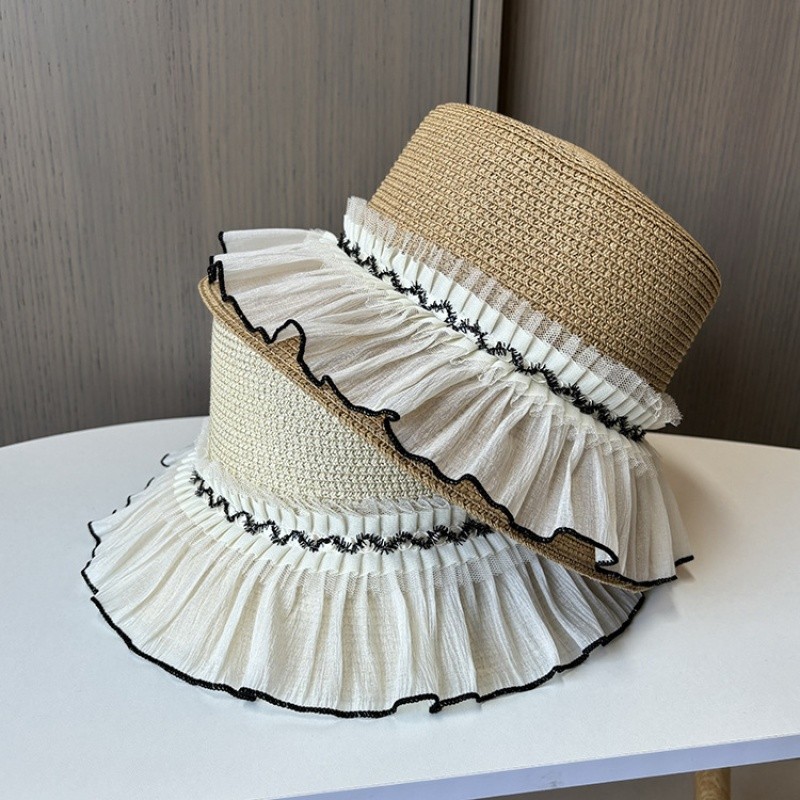Summer Straw Hat Fashion Big Brim Sun Hat Beach Hat Ladies Flat Top Hat