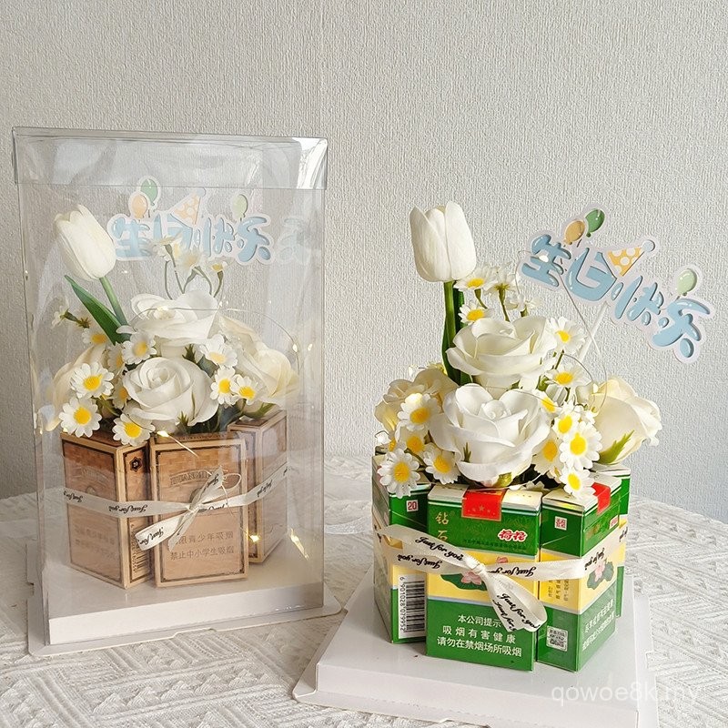 Creative diy Valentine's Day Floral Surprise Cake Gift Box Floral ...