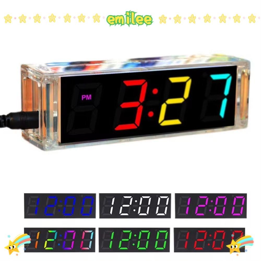 EMIL DIY Digital Clock Kit, Solder Diy Colorful Alarm Soldering Project ...