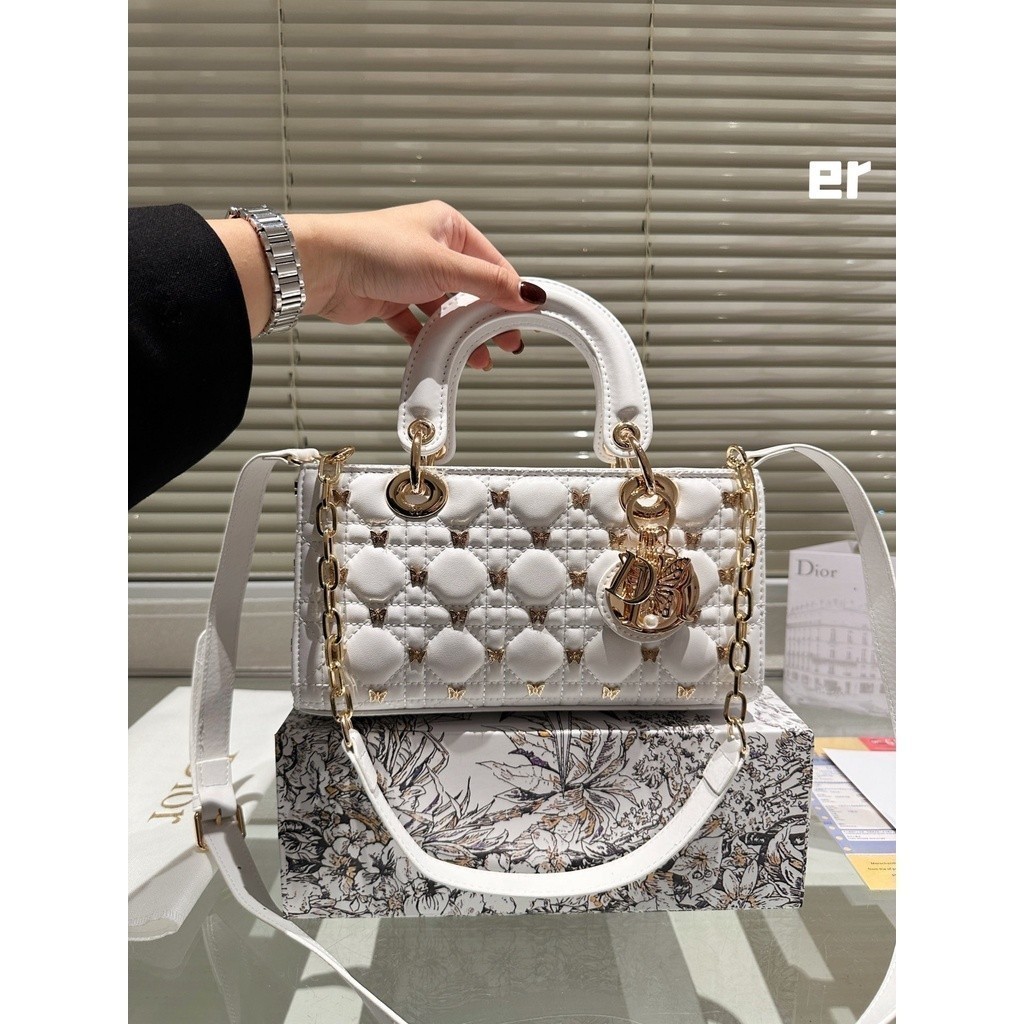 2025【With Box】 New Lady D-Joy Butterfly Rivet Vine Pattern Diana Beg ...