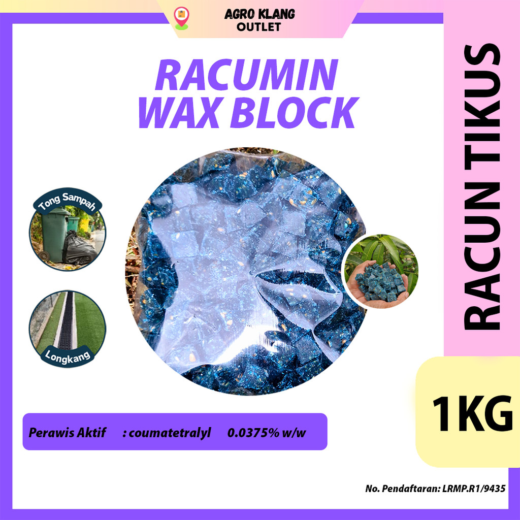 Bayer Racumin Wax Block 1KG Racun Tikus Coumatetralyl 0.0375% Tikus ...