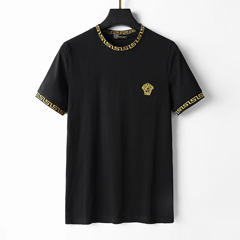 Black White V Logo Pure Color Men's Casual Tee 3D Printed T-shirts Cool ...