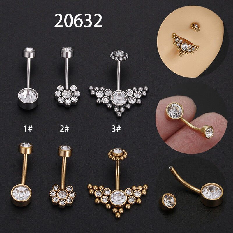 Crystal Belly Navel Button Bars Body Bar Piercing Jewellery Gem Barbell