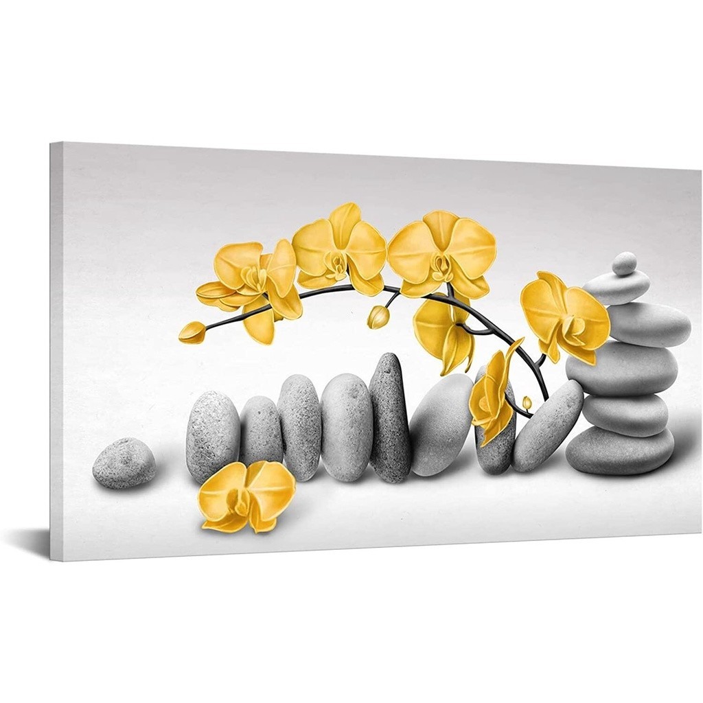 Zen Wall Art Elegant Yellow Orchids Flower Pictures Massage Stone ...