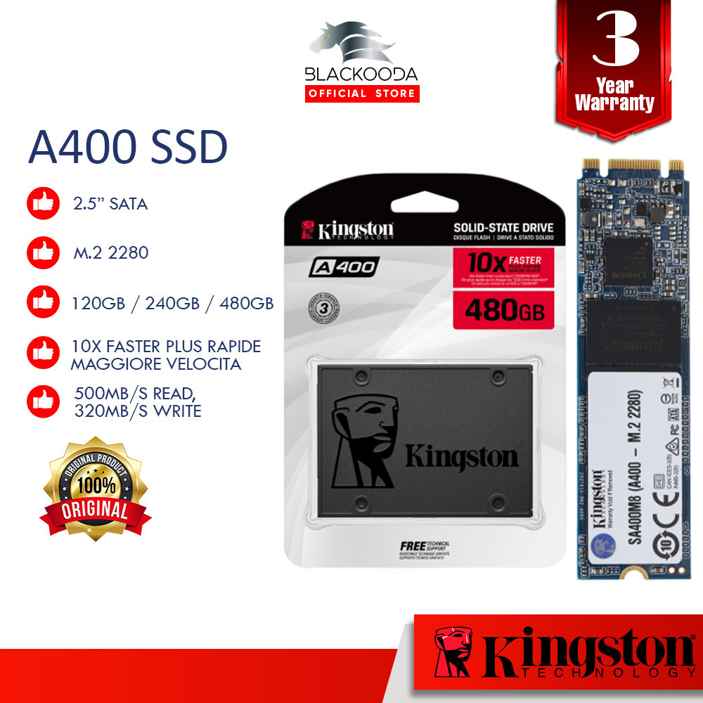KINGSTON A400 2.5 M.2 INTERNAL SSD 120 240 480 960GB READ SPEED UPTO 500MB s SA400S37