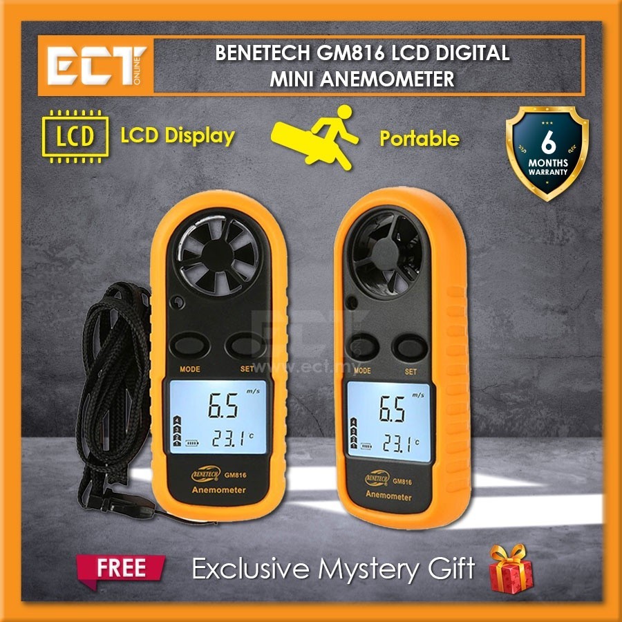 GM816 Digital LCD CFM/CMM Thermo Anemometer for Wind Speed Gauge Meter Temperature