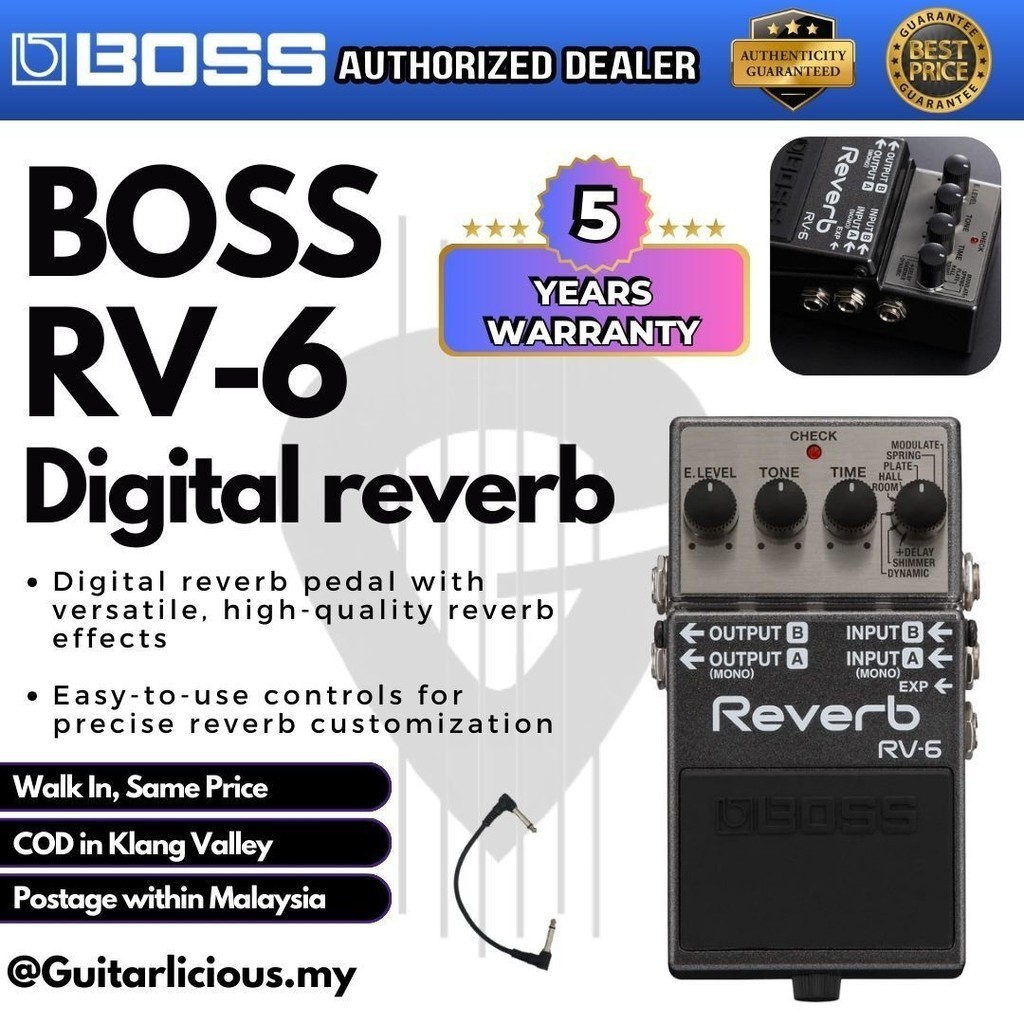 Boss RV-6 Digital Reverb Guitar Effects Pedal ( RV-6 / RV6 ) | Shopee ...