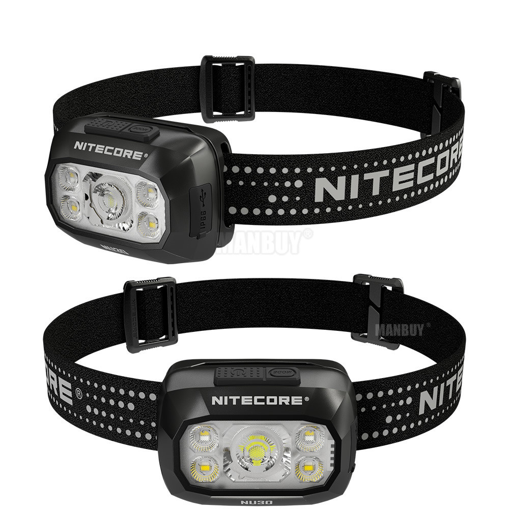 Lampe Frontale Nitecore NU30 – 500 Lumens, USB-C, 90 G, Triple Sortie (blanc / Rouge), Batterie 1500 MAh, IP66, Pour Le Trail Et Le Camping