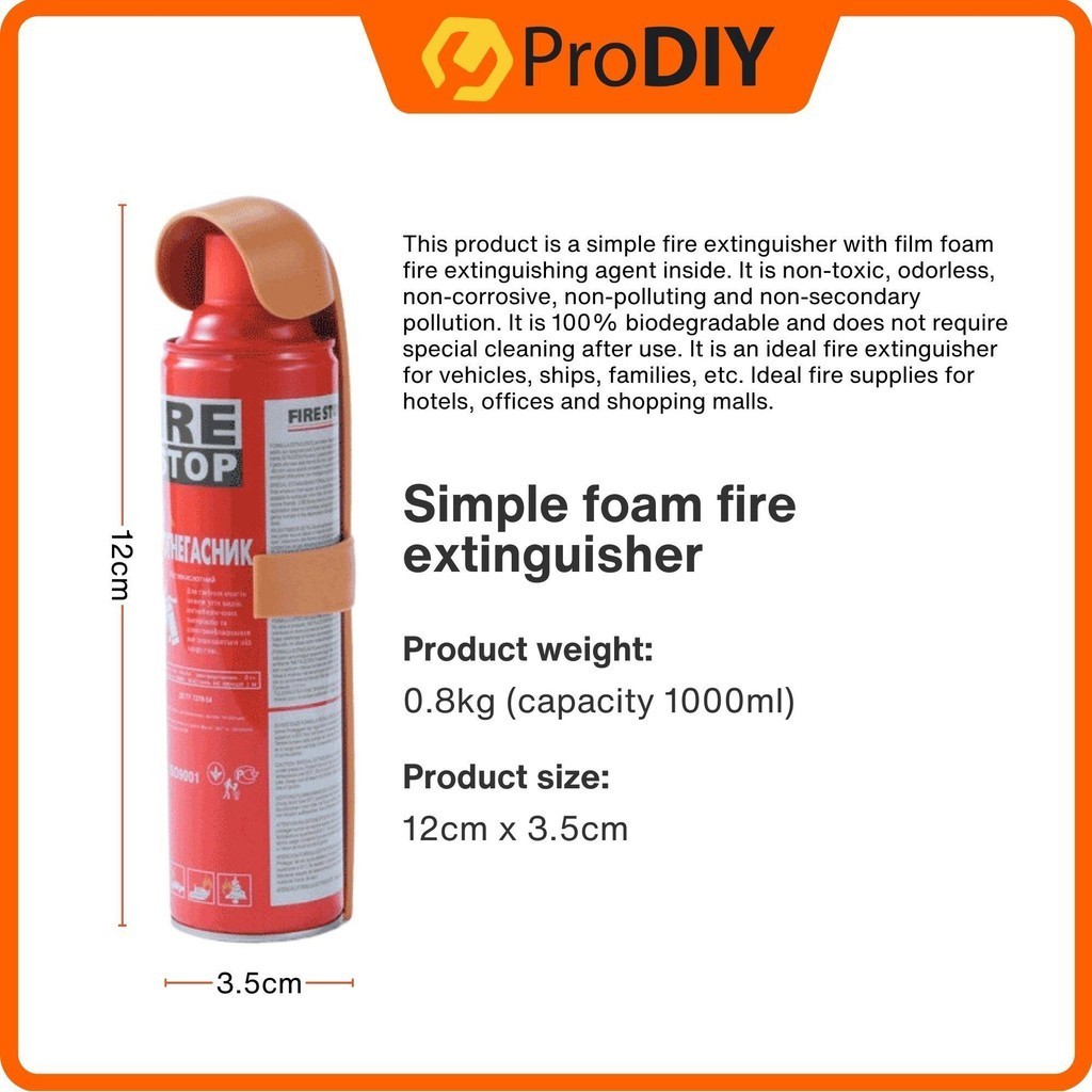 1000ml Fire Stop Foam Fire Extinguisher with Bracket Home Office School ...