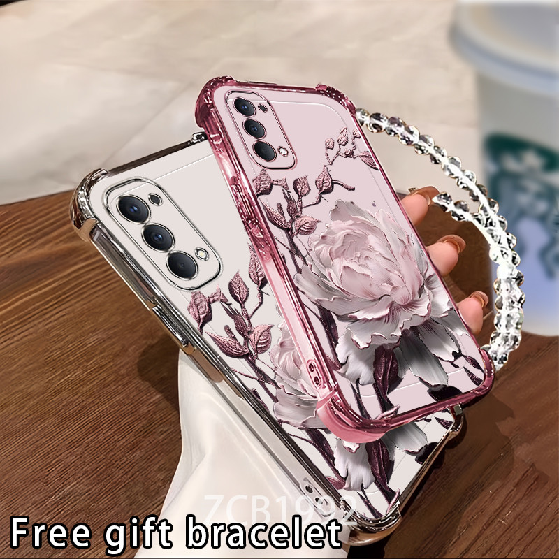 Casing OPPO Reno 4 5 5k 2 2F 2Z phone case flower design Anti drop four ...