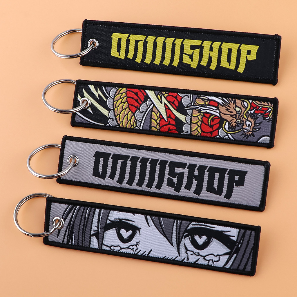Cartoon Yu-Gi-Oh Black Deacon anime woven label key chain Embroidery ...