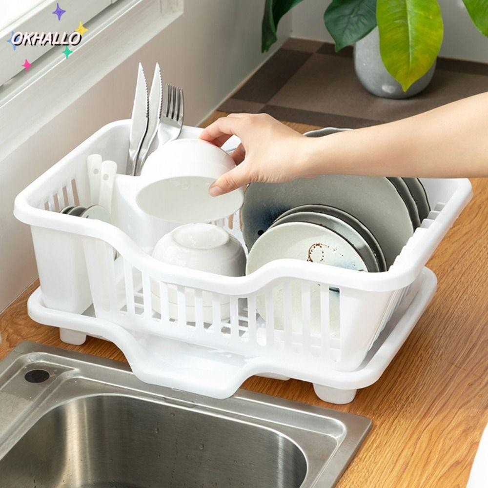OKHALLO Utensils Drainer Rack Bowls Chopsticks Spoons Organizer ...