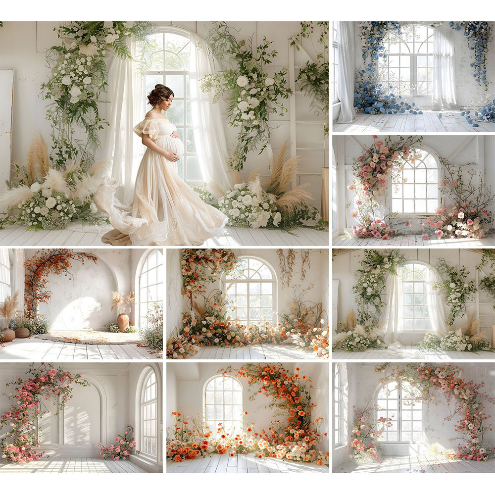 Photography Background White Room Floral Window Adult Birthday Wedding ...