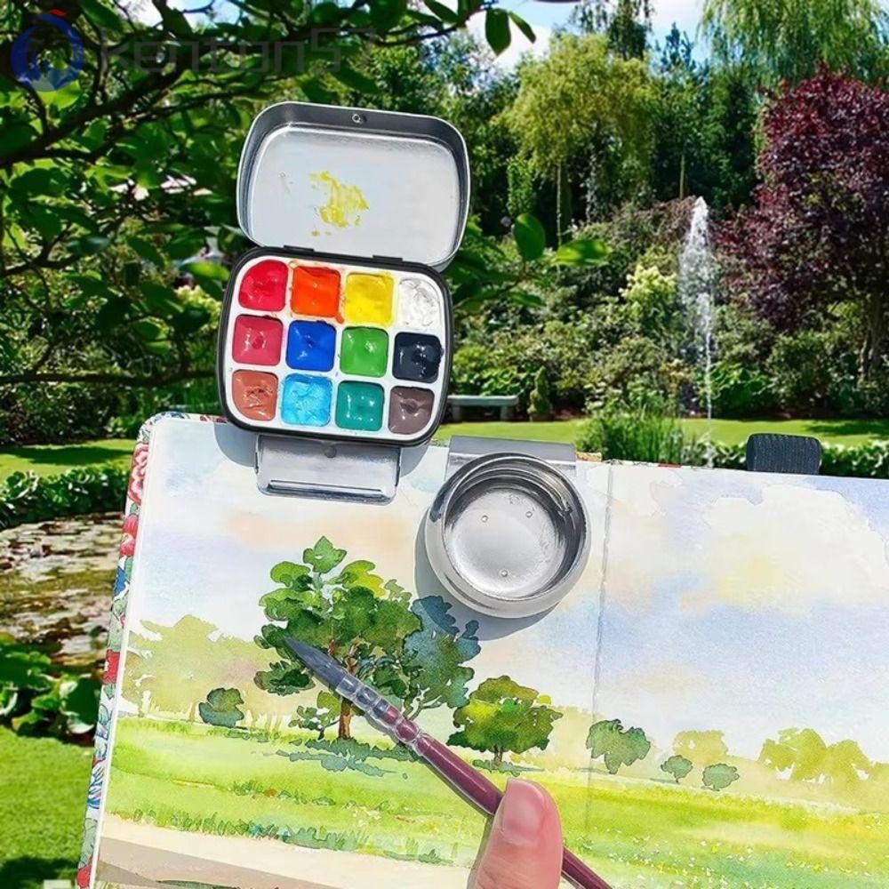 KENTON 12/24 Grids Watercolor Box, Travel Portable Watercolor Paint Box ...