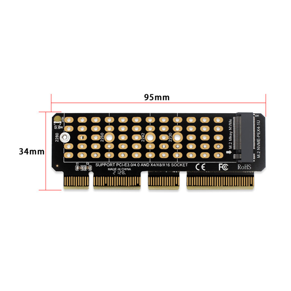 SSD M.2 NVME to PCI-E 4.0 X4 Riser Card PCI-Express X4/X8/X16 Key ...