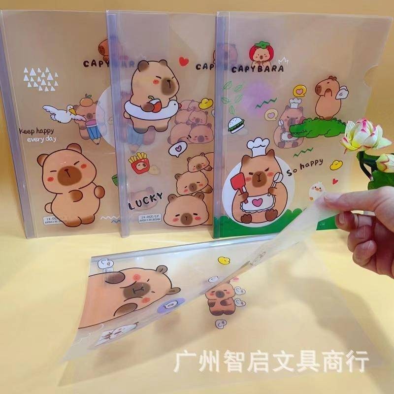 4Pcs Capybara A4 Folder Test Paper and Document Rod Clamp File Folder ...