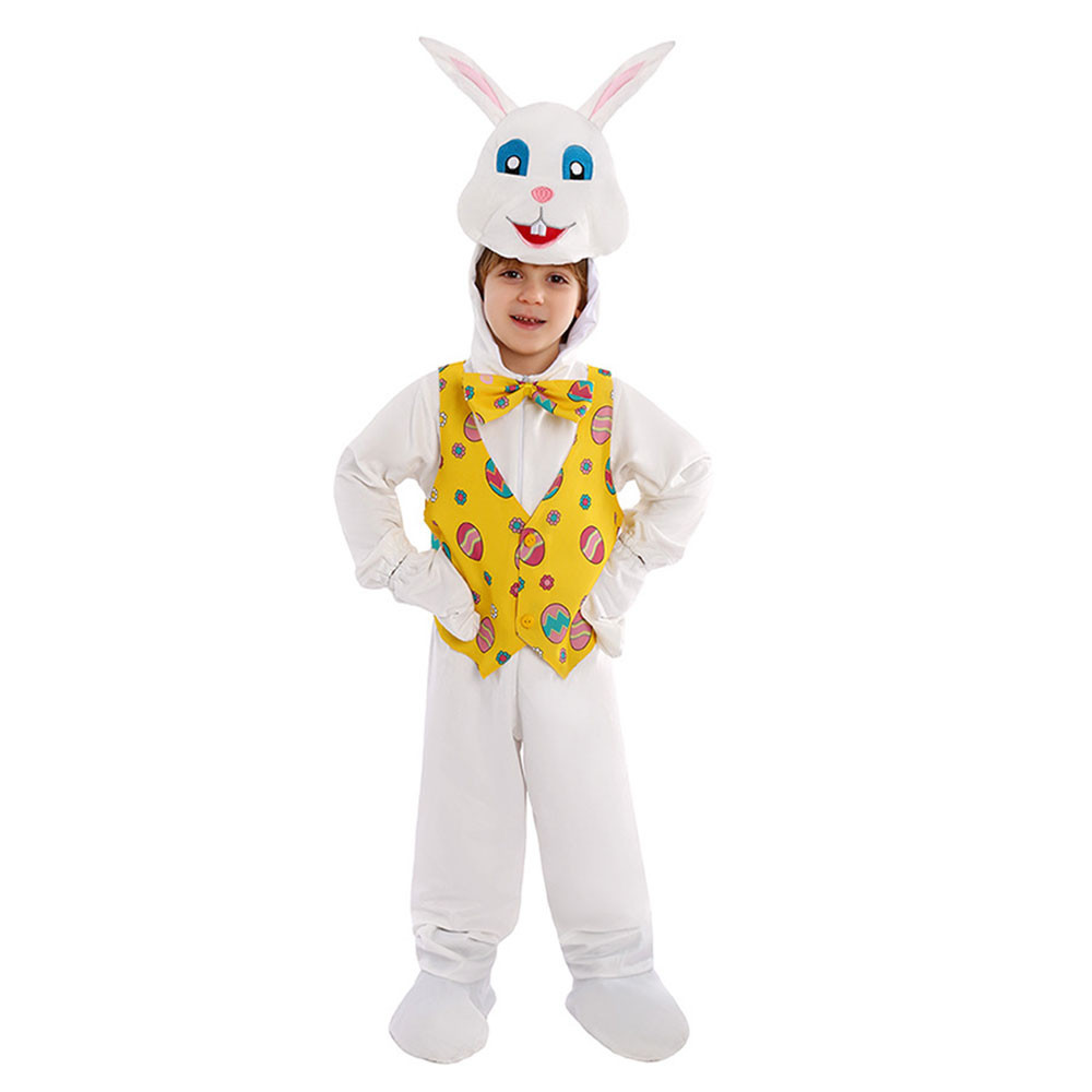 Boys Easter Bunny Costume Kids Children Mr. White Rabbit Cosplay Outfit