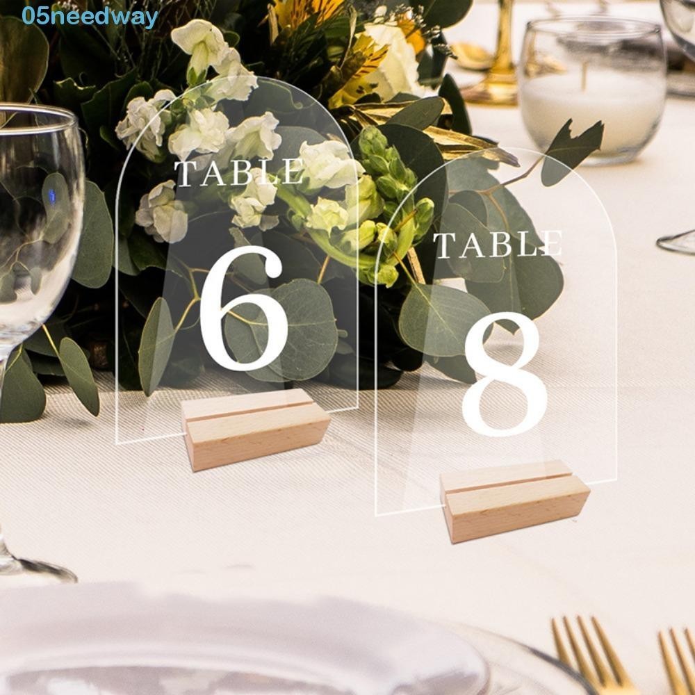 NEEDWAY Table Number Sign Wooden Acrylic Table Place Card for Wedding ...