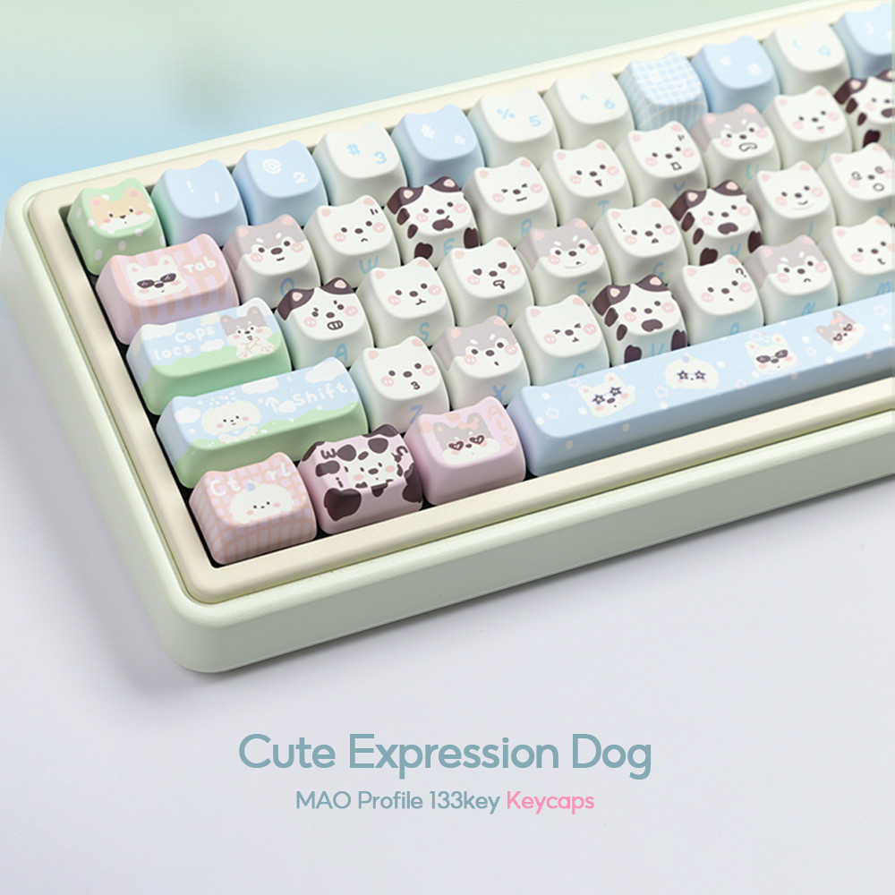 Ear Shape Expression Dog 133Keys/Set Keycaps PBT Dye-Sublimation MAO ...