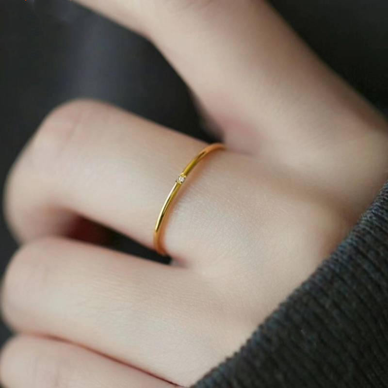 BLOSSOM Non-fading Exquisite Ultra-fine Zircon Gold Ring, Simple Solid ...