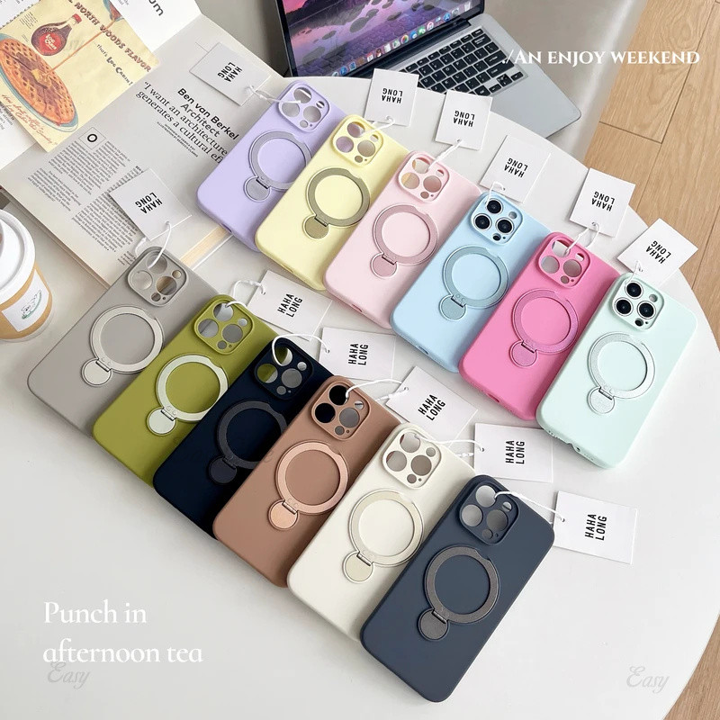 Liquid Silicone Wireless charging Stand Case For iPhone 16 15 14 13 Pro
