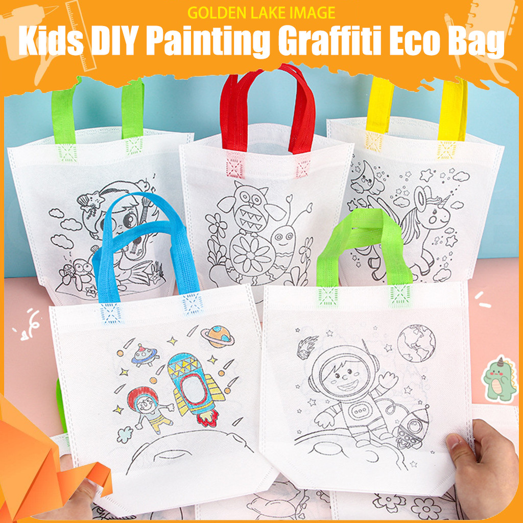 Kids DIY Painting Graffiti Double Single Sided Creative Drawing Eco Bag