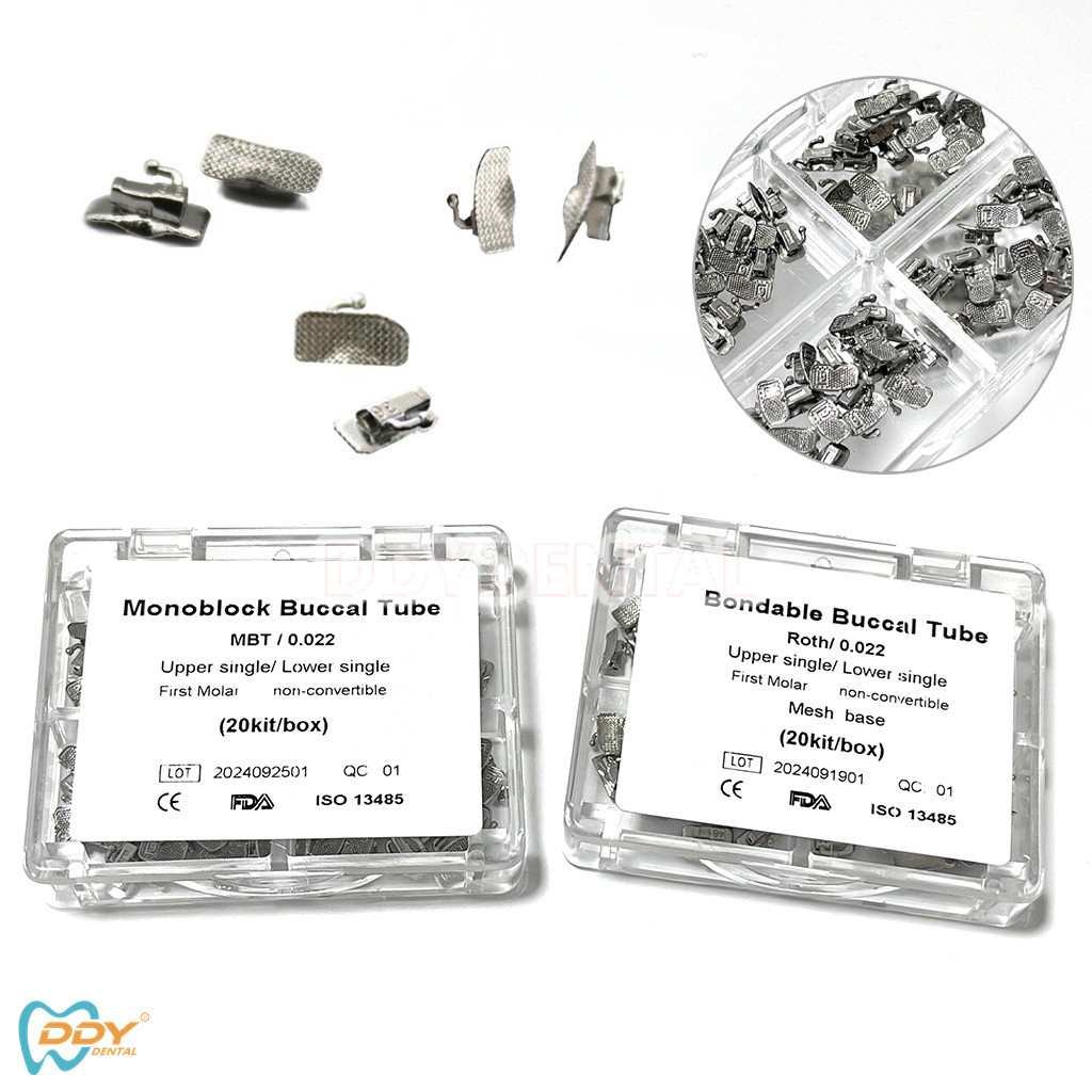 AZDENT Dental Orthodontic Buccal Tubes – 1st/2nd Molar Bondable, Non-Convertible, 10 Kits