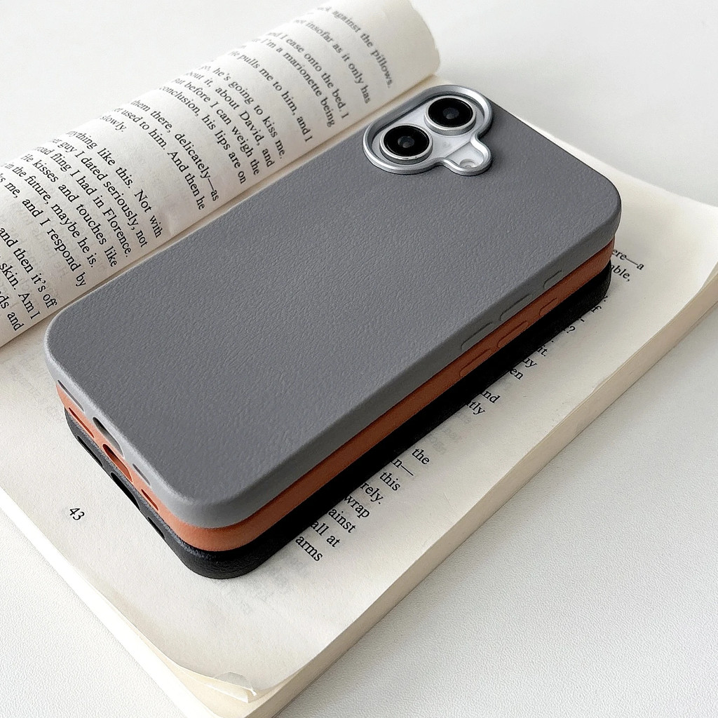 Luxury Leather Texture Bumper Shell Phone Case For iPhone 16 15 14 13 ...