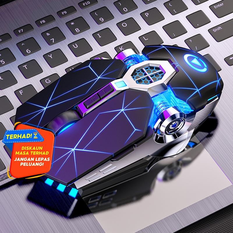 Mechanical Wired Mouse LAptop Silver Carving Ghost Shark Esports Silent ...