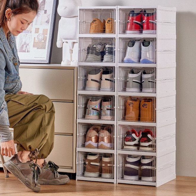 X-Mart Foldable Shoe Box Shoe Rack Storage Box Foldable shoe cabinet ...