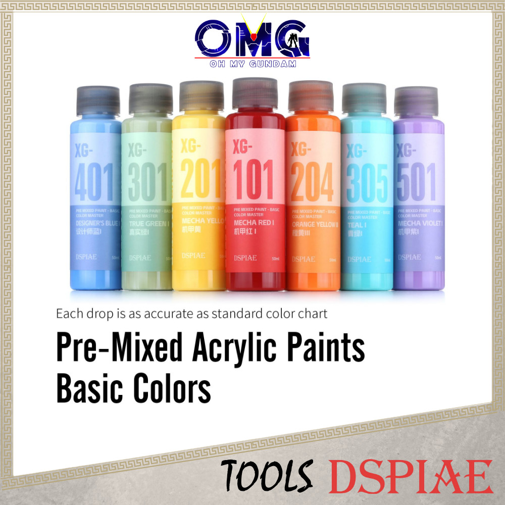 Dspiae Pre-Mixed Acrylic Paint Basic Color Series 50ml Pre Thinned ...