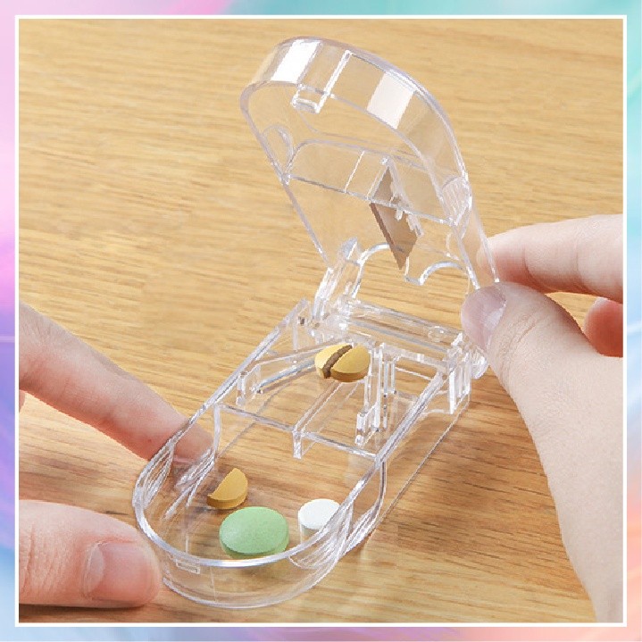 2pc Portable Medicine Pill Cutter Box Dispenser Compartment Box Table ...