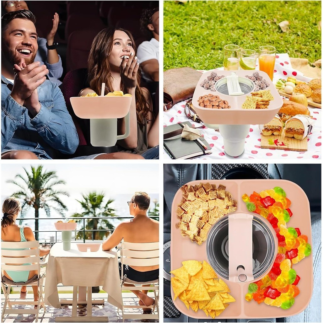 Snack Bowl For Stanley Cup 40oz With Lid, Silicone Snack Tray With ...