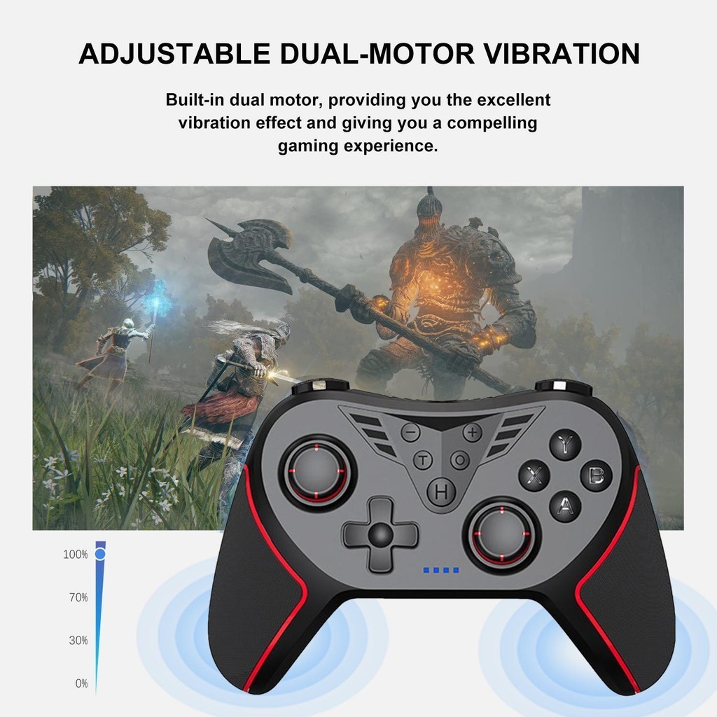 Wireless Game Controller Dual Vibration Joystick Gamepad 3 Adjustable ...