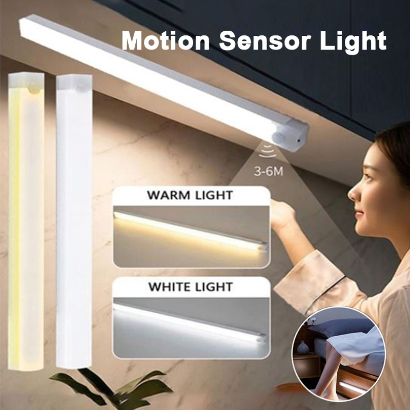 Motion Sensor LED Night Light USB Rechargeable Cabinet Corridor Bedroom ...